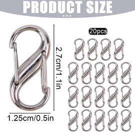 20pcs Double Opening Zipper Pull Replacement, Detachable Metal Snap Hook Zipper Pull Tab Backpack Lock Clip Theft Deterrent Carabiner Clips Repair Kit for Luggage Jeans Clothing Handbags (Silver)