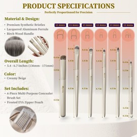 Concealer Brush 270 Slant Head Pencil Tip & Dual-Ended Sponge