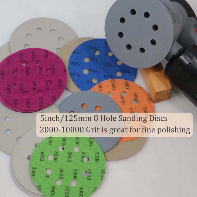 Freletry 5 Inch 8 Hole 24 PCS #2000-#10000 Sanding Discs