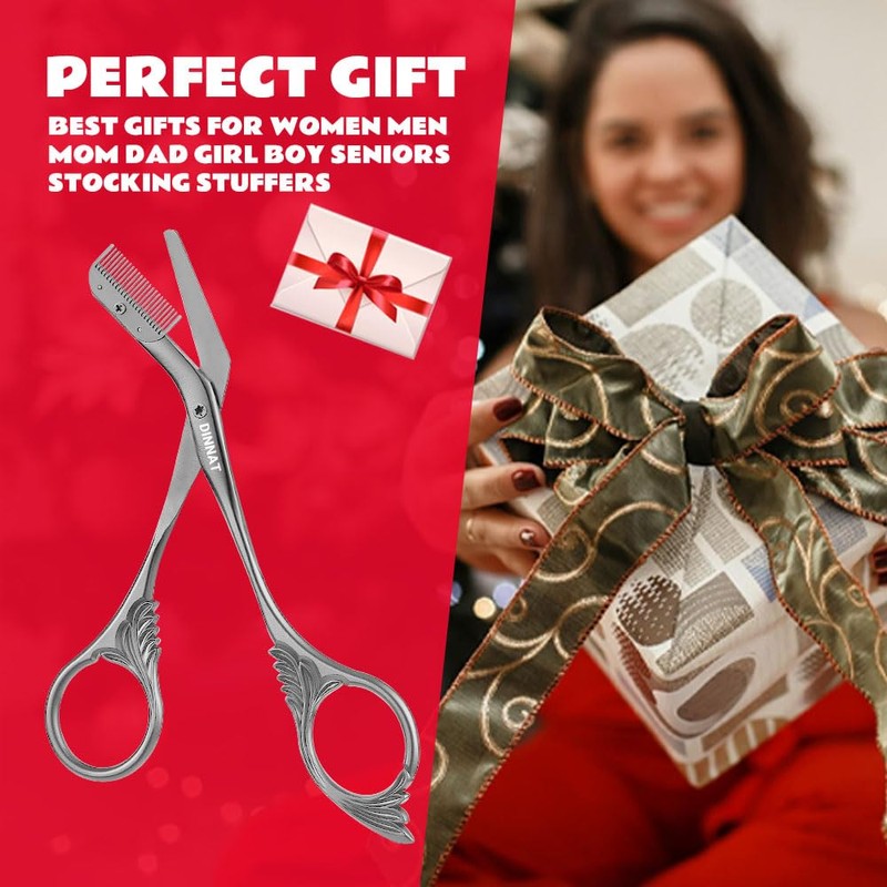 DINNAT Eyebrow Trimmer Scissor With Comb, Eyebrow Trimmers, Professional Precision