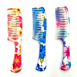 Maple Premium Dressing Detangling Printed Handle Hair Comb Combo Set Italy Comb for Men,Women (Multicolour), Imported, Pack of 3