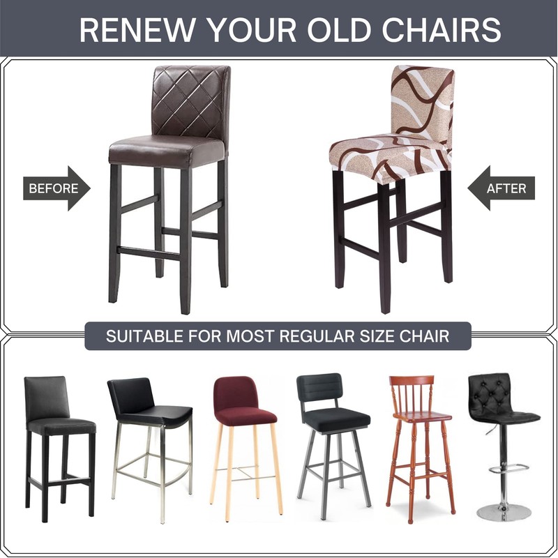 SearchI Bar Stool Covers Set of 4, Stretch Washable Barstool