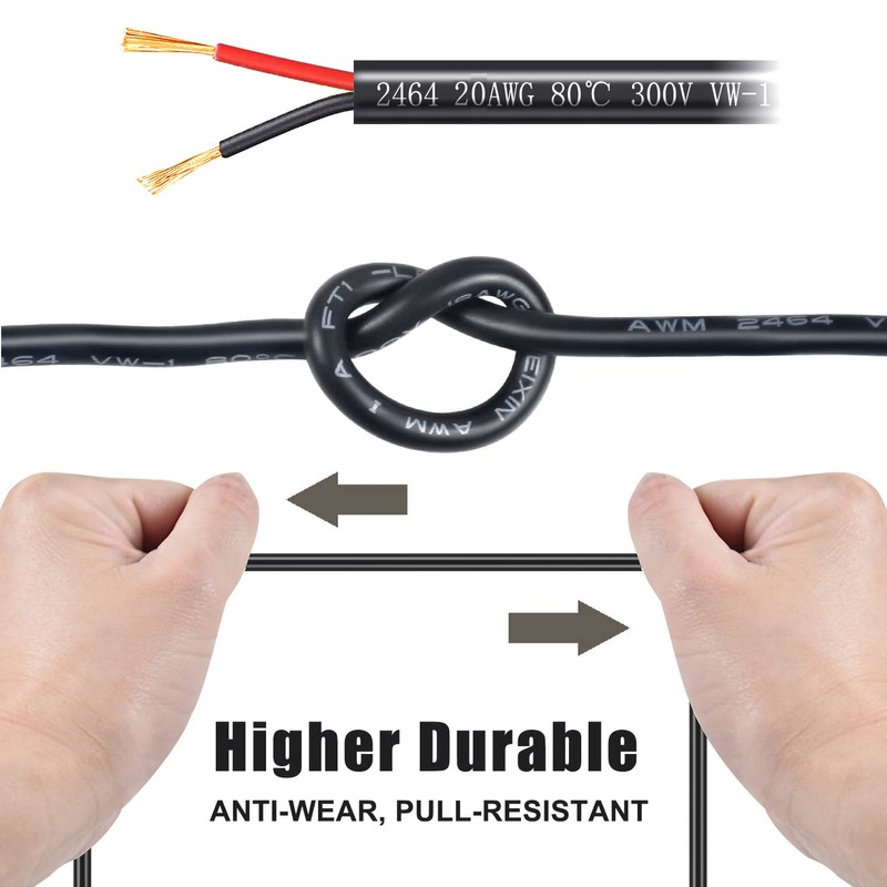 Cable eléctrico de PVC trenzado de calibre 20, cable de
