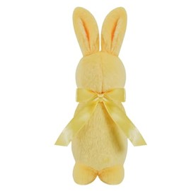 Easter Flocked Bunny Decor with Ribbon – Spring Decoration (Yellow - 7 inch)