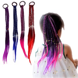 Grande Visage Hair Extensions, Braid, Easy to Knit, Cute, Set of 4, Kids, Dance, Recitals, Events, Highlights, Flashy, Hip Hop, Cornrow