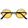 Round Retro Vintage Circle Style Tint Sunglasses Metal Frame Yellow