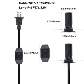 wininks 6FT Salt Lamp Cord Inline Dimmer Control Switch with E12 Light Bulb Socket, 18AWG Himalayan Replacement Cord for Salt Rock Lamp/Christmas Village House