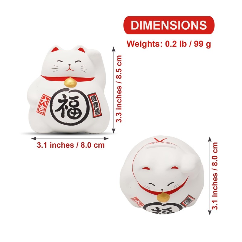 COTONOHA Banko Ware Maneki-Neko Ceramic Piggy Bank - Lucky Cat,