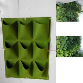 Glovion® Garden Green Planter Wall-Mounted Planting Pouch Grow Bag for Indoor & Outdoor Use (9 Pockets)