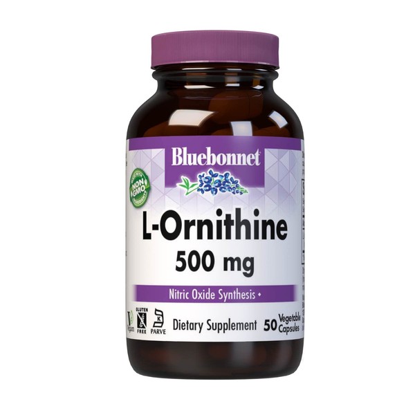 Bluebonnet l-ornithine 500 Mg Vitamin Capsules, Vegetable, 50 Count