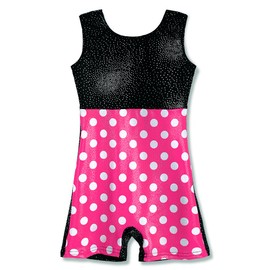 HOZIY Gymnastics Leotards for Girls 3t 4t With Shorts Hot Pink Polka Dots Black Unitards