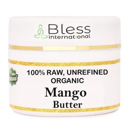 Bless International Organic Raw Mango Butter 100% Pure,Natural & Unrefined| Skin Moisturizer For Face, Body & Hair| 4 OZ/115 GM Ivory/White Grade A | DIY Creams, Balms, Lotions, Soaps| Softens Dry & Tough Skin