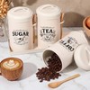Purpeak 3 Pcs Beige Coffee Tea Sugar Container Set, Metal