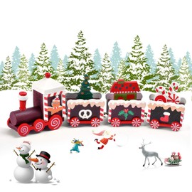 EKKONG Christmas Train Decor Toy Train, Christmas Train Gift, Christmas New Year Decoration Ornament for Children, Girls, Boys, Toy Gifts, Cup Holder of Christmas Train (Brown)