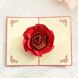 Cute Birthday Card, 3D Greeting Card, Rose Flower Greeting Card, Valentine's Day, Anniversary, Mother's Day, Father's Day, Thanksgiving, Message Card Included (Rose Flower)