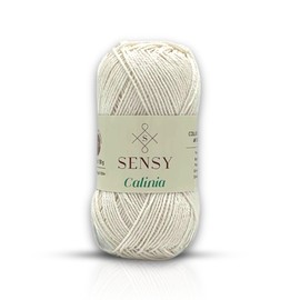 Sensy Calinia Yarn,%100 Mercerized Giza Cotton Yarn, Amigurumi Yarn, 134 Yards, Gauge 2 Fine (White)