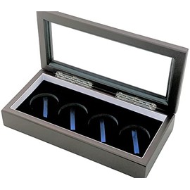 Wood Glass-top Display Box for Four Large Coin Capsules or Challenge Coins