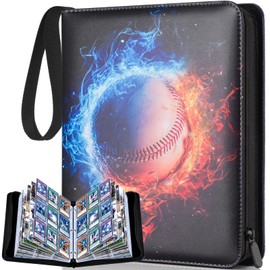 Baseball Card Binder 900 Pockets, Trading Card Binder with Sleeves, 50 Pages, 3 Ring Trading Zipper Binder Card Album for TCG CCG MTG Baseball Cards Game Cards