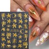 2 Sheets Gold Nail Stickers for Nail Art 5D Self-Adhesive