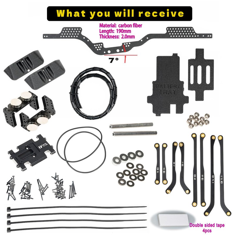 RampCrab Carbon Fiber Chassis Kit for SCX24, 7° Angled Skid,