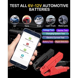 LAUNCH BST360 Bluetooth Battery Tester - 12V Car Battery Analyzer with Charging System & Cranking Tests, Compact Battery Test Clip for Cars, Trucks, RVs, Motorcycles, and Boats