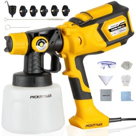 1000W HVLP Paint Sprayer High-Efficiency Electric Spray Gun with 6 Nozzles,Variable Patterns & Adjustable Flow, 47oz (1400ml) Detachable Container,Easy to Clean for Home Improvement Projects Yellow