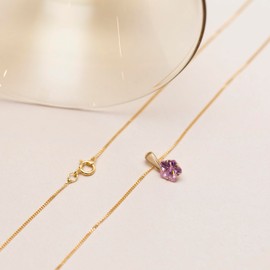 CARISSIMA Gold Women's 9ct Yellow Gold Pink Cubic Zirconia Flower Pendant on Chain Necklace of 46cm/18