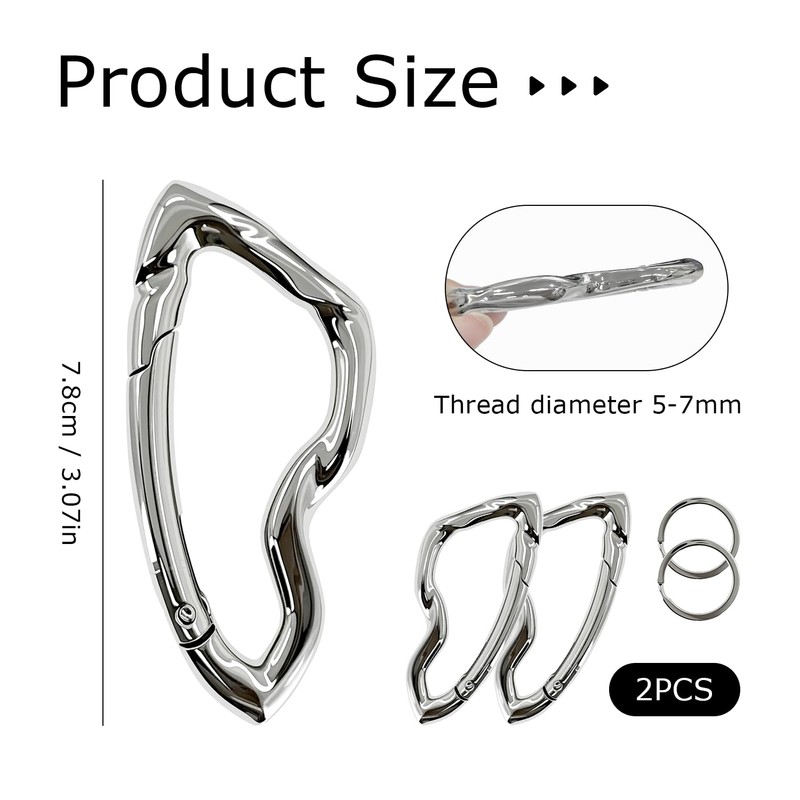 2pcs Cute Carabiner Keychain Cool Y2K Keychains, Key Ring Keychain