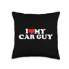 I Love My Car Guy Throw Pillow, 16x16, Multicolor