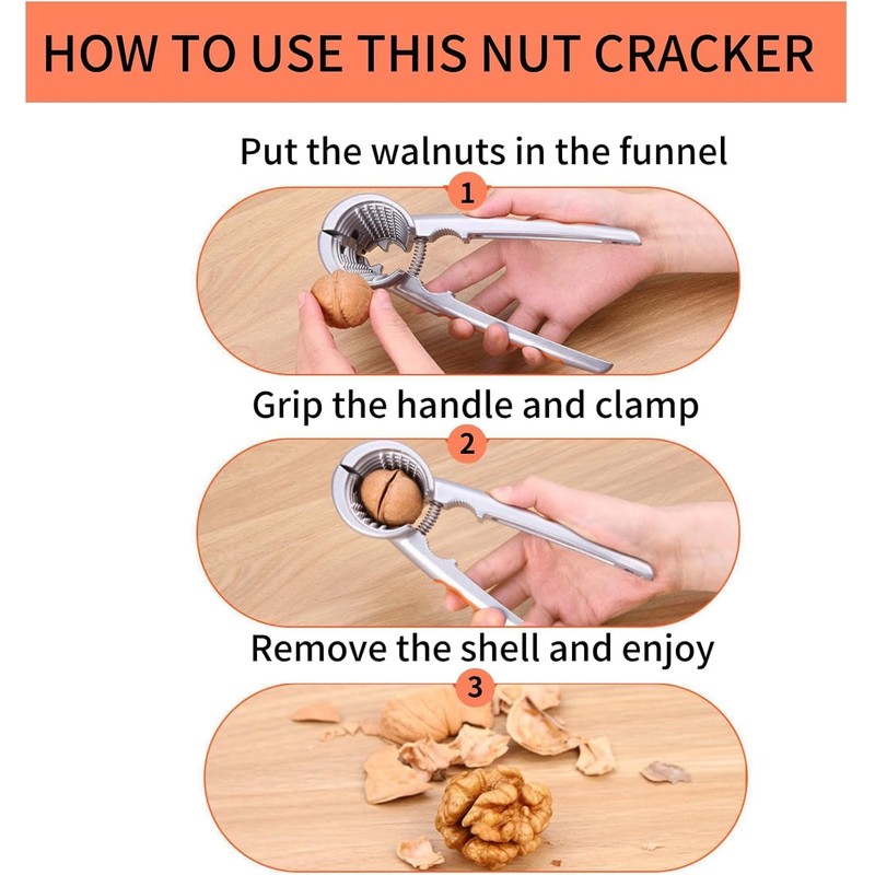 Herramienta Cascanueces, Pinza para Nueces, Fabricado en Acero Inoxidable, Tiene