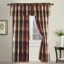 United Curtain Plaid Window Curtain Panel, 54 by 63-Inch, Burgundy