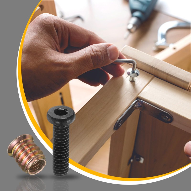 sourcing map 30Sets M6 x 25mm Furniture Screw Threaded Inserts