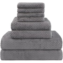 Juego de Toallas de Baño - 8 Piezas Suave y Agradable para La Piel Vellón de Coral Toalla, Secado Rápido, Super Absorbente, Lavable a Máquina, toallas baño para baño, gimnasio, hotel y hogar (Gris)