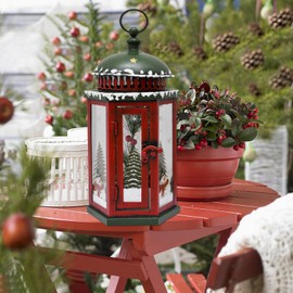 E-view Metal Christmas Lanterns with Led Lights - Snowman Decorative Hanging Lantern Indoor Outdoor Mini Xmas Home Decoration Iron Tabletop Centerpieces, Battery Operated (Not Included) (Snowman A)