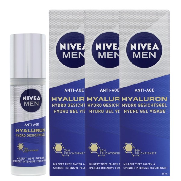 3 x NIVEA MEN Anti Age Hyaluron Hydro Gesichtsgel je