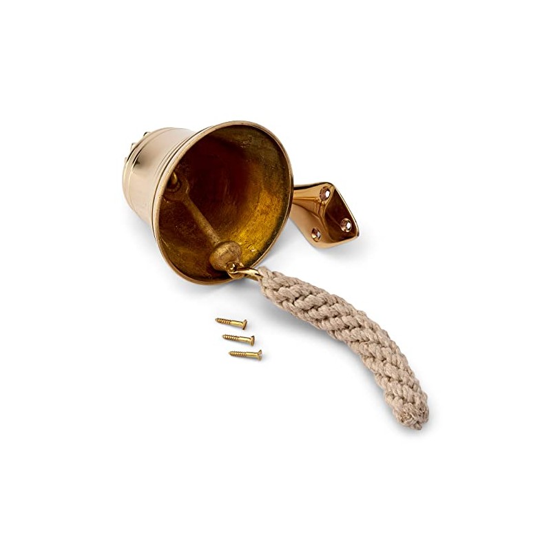NKlaus 11574 Ship Bell Brass Gold with Wall Bracket and