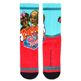 "Puppy In My Pocket" Cute Puppy Novelty Women Crew Socks (Z1861, 9-11)