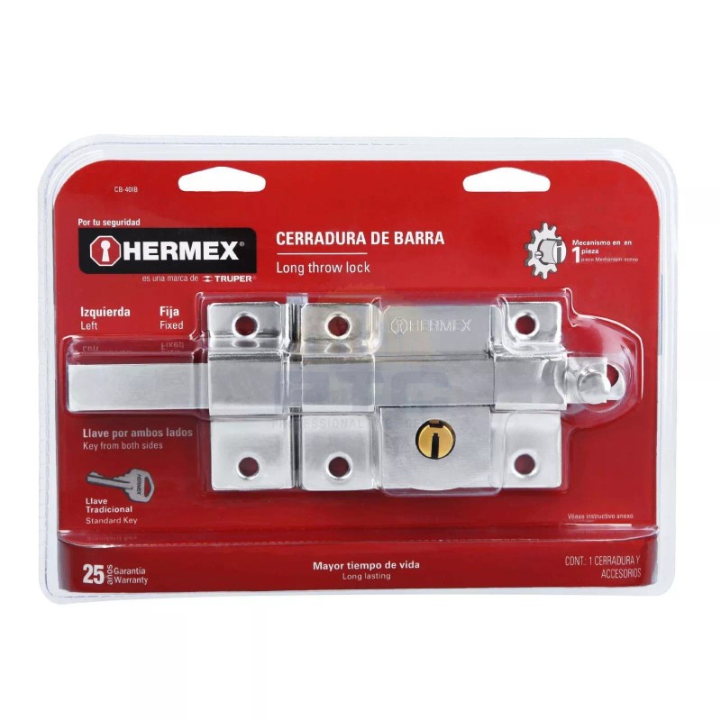 Hermex CB-40IB Fixed bar lock, left, blister