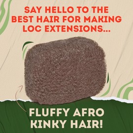 Locsanity Afro Kinky 100% Bulk Natural Human Hair - Braiding Hair for Dreadlocks, Loc Repair, Dreadlock Extensions, Twists, Braids - 8 Inches Long, 1 Oz