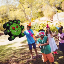 Relaxdays Pinata, lustiges Virus Design, zum Aufhängen, Kinder, Mädchen & Jungs, Geburtstag, befüllbar, schwarz/grün, 1 Stück