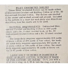 Alice Brooks 7358 AB Vintage FILET DOILY Pattern to Crochet (Reproduction) s,m,l