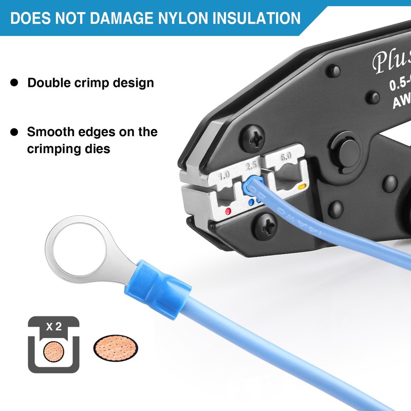 Plustool Crimping Tool for Insulated Electrical Connectors AWG 22-10 -