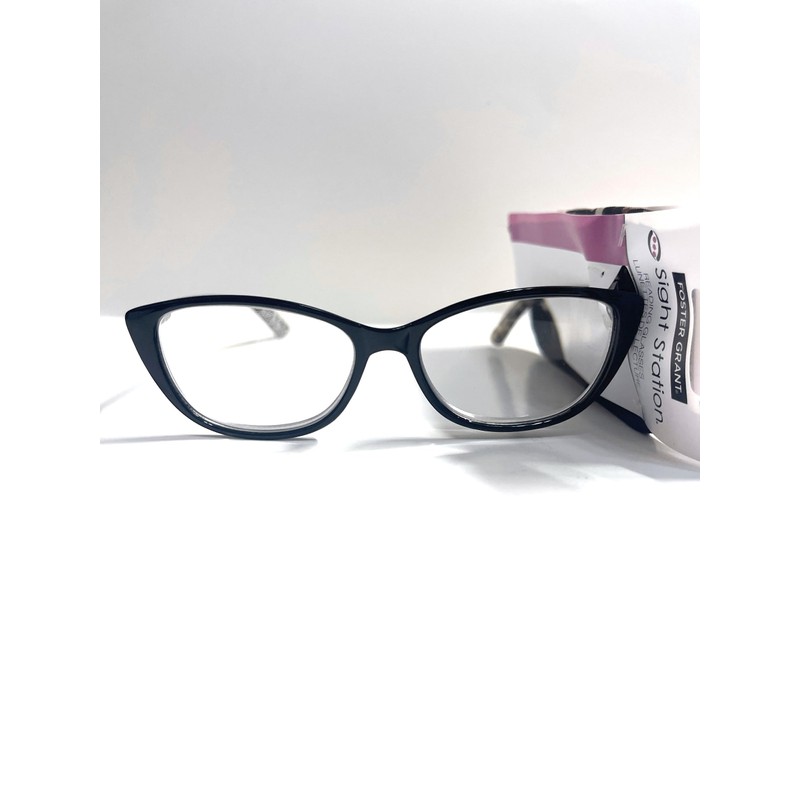 Foster Grant Sight Station Reading Glasses SSR24 cat-eye black leopard