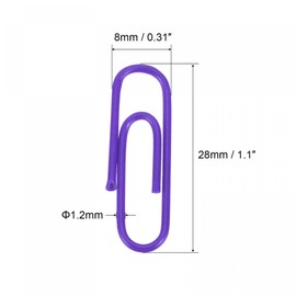 sourcing map Paper Clips Small Size 1.1 Inch Vinyl Coated to Prevent Tearing Pages with Box for Organize Office Home Purple Count 200