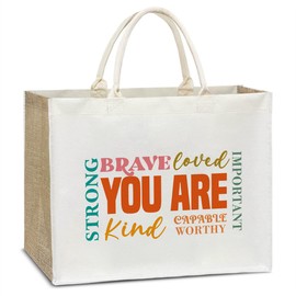 You Are Kind Floral Tote Bag Beach Bag For Women, Canvas Tote Bag Aesthetic Reusable Grocery Shopping Bag Travel Bag for Friends Sister Wife, Inspirational Gifts for Christmas Thanksgiving Day -39