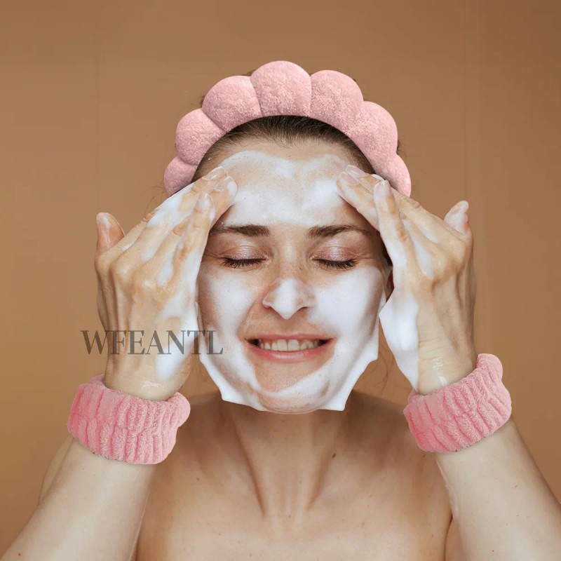 Kit 7pzs Diademas Para Maquillaje Y Muñequeras Skincare Spa