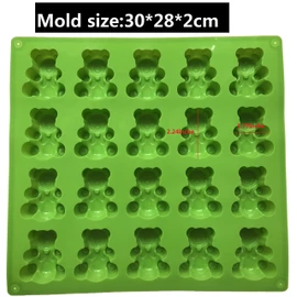 Palksky 20 Cavity Large Gummy Bear Mold/Big Bear Crayon Mold for Brownie Muffin Chocolate Ganache Jelly Pralines Caramels Candy Soap Bar Bath Bomb Mould