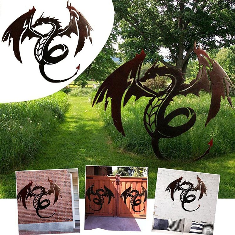 Dragon Sculpture Wall Art, Metal Dragon Decoration for Home, 28
