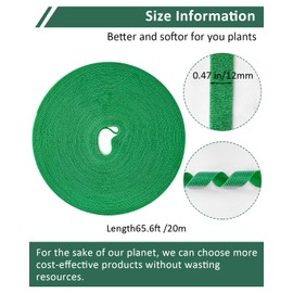 sousac 65.6 Ft Plant Ties Garden Tape, Reusable Adjustable Plant Clips for Climbing Plants, Green Nylon Self Adhesive Plant Twist Tie Strap to Support Gardening Plants