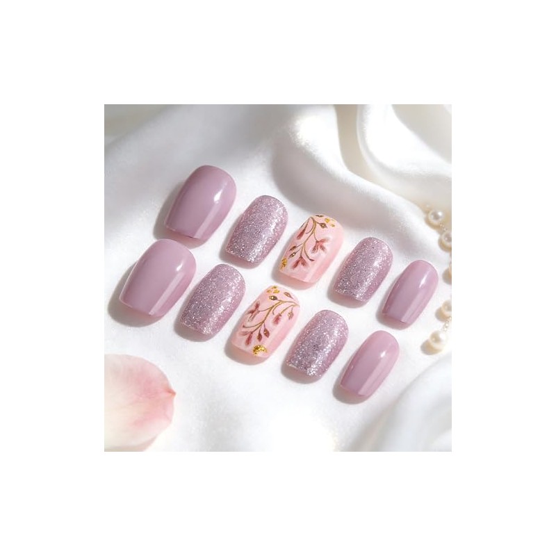 Uñas postizas cuadradas cortas de presión - Uñas postizas con